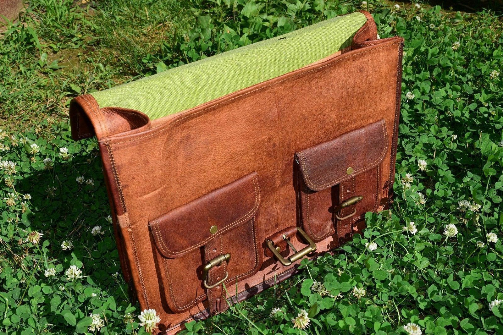 Messenger Shoulder Laptop Briefcase Bag Men's Genuine Vintage Brown Leather