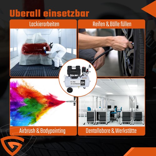 24 Liter Druckluft kompressor Ölfrei 1,1KW 230 Volt Kupferwicklung 10 Bar 69 dB - Bild 12 von 19