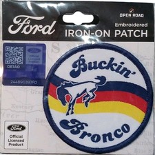 Retro Ford Buckin' Bronco Patch American Automotive Co Embroidered Iron On 2.5"