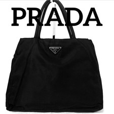 DDP PRADA Black Nylon Shoulder bag Logo Tote Bag  Free Shipping  Tax Included