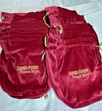 Captain Morgan Rum Liquor Red Velvet Bag lot of 6 Gold Drawstring Private Stock