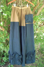 Antique Victorian Skirt 1880's-1900 Wool Linen Lined Ruffles Blue Rare Maternity