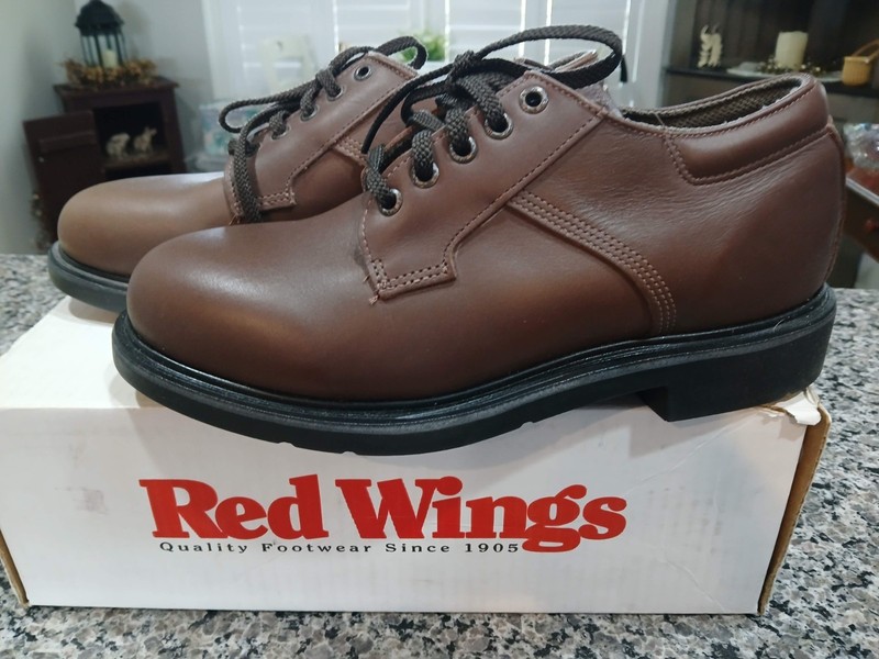 MEN'S RED WING COMFORT FORCE 31054 BROWN LEATHER TIE SHOE SIZE 9 D NEW IN BOX