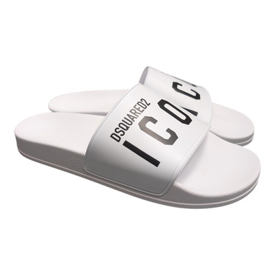 Dsquared 2 Sliders Weiß Herren Icon Sandalen Größe UK 10 11 Pantoletten