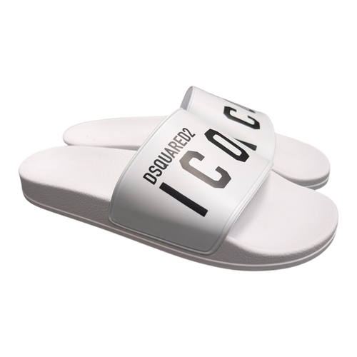 Deslizadores Dsquared2 para hombre blanco icono talla UK 9 10 11
