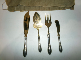 VINTAGE RUSSIAN SOVIET 880 SILVER GOLD TONE KOKOSHNIK 84 FORK SPATULA KNIFE