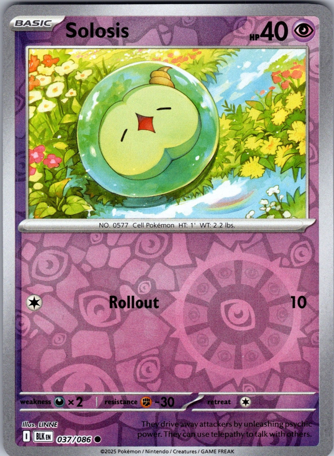 Sv: Black Bolt Pokémon TCG Solosis 37/86 Reverse Holo Near Mint