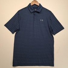 Under Armour Mens UA Playoff Golf Polo Navy Stripes Small