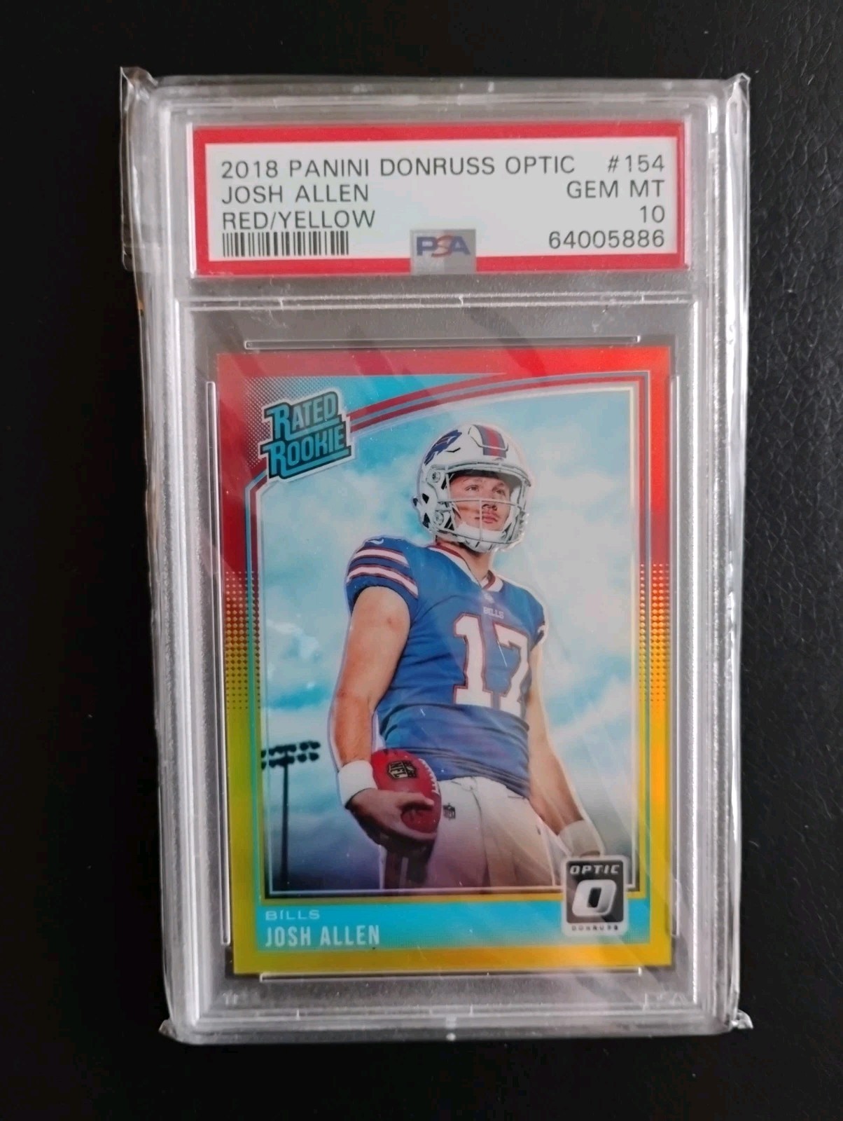 2018 PANINI DONRUSS OPTIC RED/YELLOW #154 JOSH ALLEN ROOKIE RC PSA 10