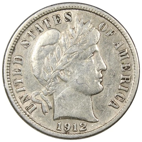 1912-D Barber Dime AU+ ALMOST UNC Details Cleaned A2399