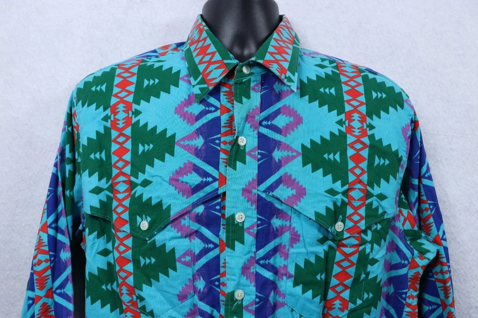 VTG Wrangler Brushpopper 17x35 Western Aztec Cowboy Rodeo 90s - Image 2 of 4