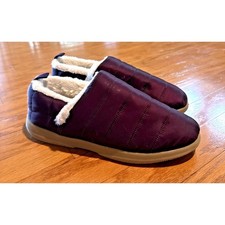 Vionic Pismo Quilted Puffer Slippers Purple Faux Fur Lined Women 7.5 Slip On