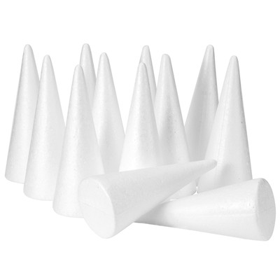 YURN Craft 12-Pack Foam Cones for Crafts, 3.82''x9.49'' Foam Trees, DIY Art