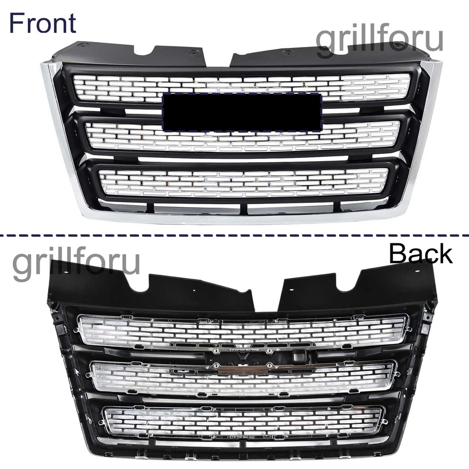 Conjunto de parrilla de parachoques delantero cromado para GMC Terrain SL SLE SLT 2010-2015 Foto 4 de 4