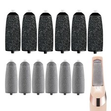 12 Pack Replacement Roller for Flawless Pedi, Head Black Gray