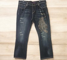 Ed Hardy Rhinestone Tiger Jeans Womens 18 Low...