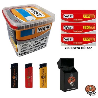 West Yellow Tabak/Stopftabak Box à 245g, 750 West Extra Hülsen, Box