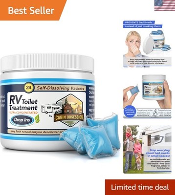 RV Toilet Treatment Drop Ins - 24 Easy Flush Self-Dissolving RV Black Tank Tr...