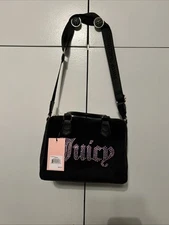 Juicy Couture Liquorice Black Velour Obsession Satchel Bag Purse Viral NWT