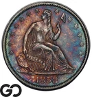 1858 Seated Liberty Half Dollar, Great Color & Strike, BU++ Bids 1200