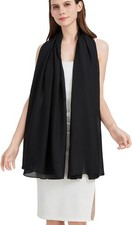 100 Mulberry Silk Scarf-Long Large Lightweight Solid Color Long--black