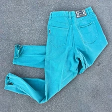 Vintage 90s Gitano Teal Ankle Zipper High Rise Jeans 26" WAIST