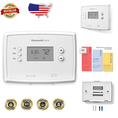 Smart 1-Week Programmable Thermostat with Clock Display & Override Options