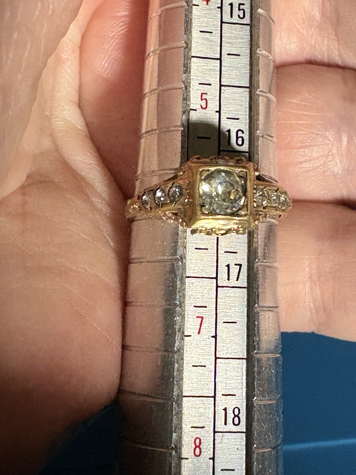 Antique Victorian Paste Ring Closed Back Paste St… - image 10