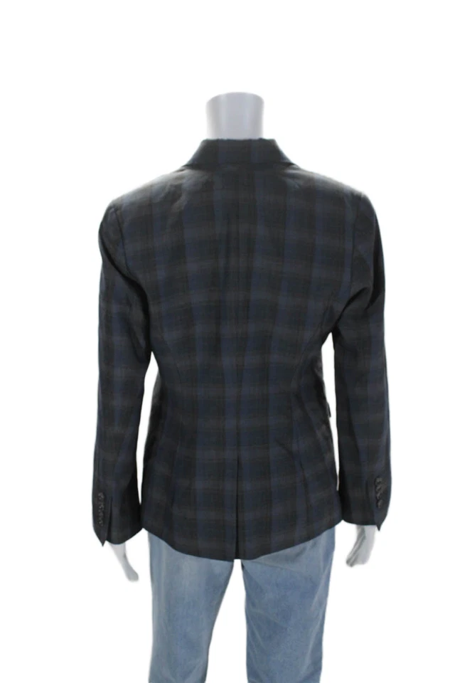 Chaqueta Blazer Pendleton Mujer Tres Botones Muescas Solapa Gris Azul Lana Talla 10 Foto 3 de 4