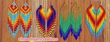Four Tribal Earrings Native Boho American Seed Beads Handmade Earring