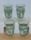4 Wedgewood Green 5"" Hellenic Footed Iced Tea Glasses Jeanette Glass-Ex Cond