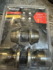 Kwikset Tylo Antique Brass Exterior Entry DoorKnob and Double Cylinder Deadbolt