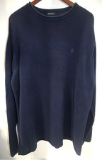 W8 DKNY Mens XL Unisex Navy Blue Chunky Knit L/S Sweater Pullover Logo Roll Neck