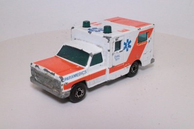Vintage Matchbox Chevy Paramedics Ambulance Dial 911 Red Orange Macau Toy Car