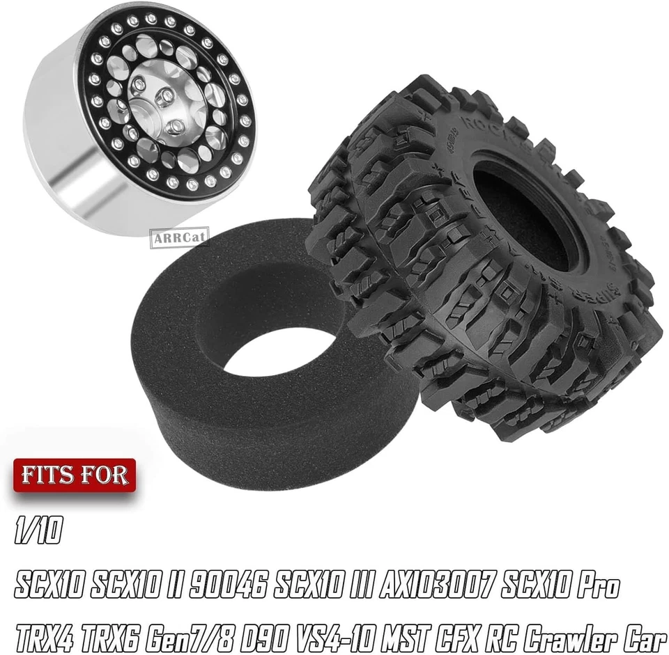 Aluminum 1.9 Beadlock Wheels and Tires Set - Silver - Image 4 of 4