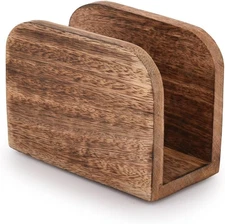 Burning Finish Mango Wood Napkin Holders for Kitchen Upright Paper Napkin Storag