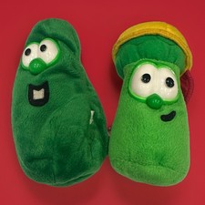 Vintage Veggie Tales Plush- Larry The Cucumber And Jr. Asparagus- Big Ideas