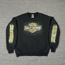Harley Davidson Motorcycle Pullover Sweatshirt Sleeve Hits Mens M Black Spellout