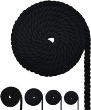 Cotton Rope Black Cotton Cord 3 Strand Twisted Macrame Cord Black 10mm x 13 Feet