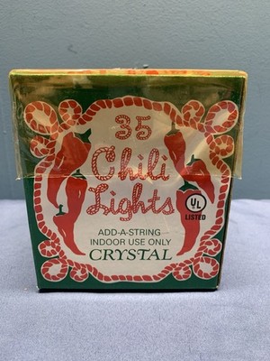 Crystal 35 Red Chili Pepper Lights 20' Add-a-String Indoor Electric New