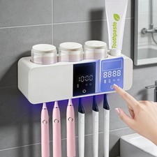 Smart 6-Slot Toothbrush Holder with Hygiene System, LED Display 3 Cups Wa...