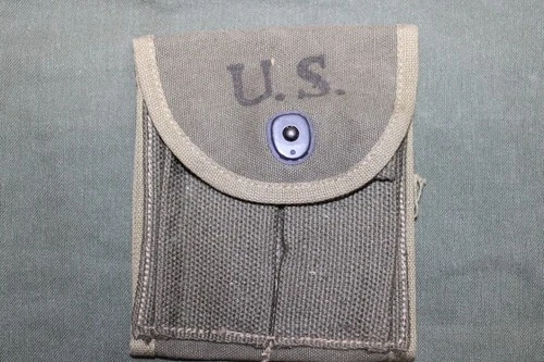 US Military Issue WW2 M1 Carbine Ammo Magazine Stock Belt Pouch OD Canvas J36