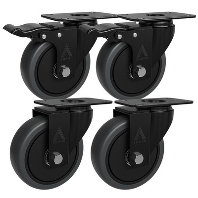 4x 100 mm Schwerlast Gummi Rollen - 360° Lenkwagen/Möbelrolle