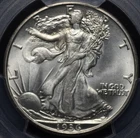 1936 D WALKING LIBERTY HALF PCGS MS 65 NICE GEM, PUFFY WHITE, GOOD STRIKE, FEW