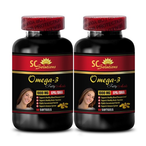 omega 3 fatty acids - OMEGA - 3 FISH OIL 1000 - brain support vitamins -2Bottles