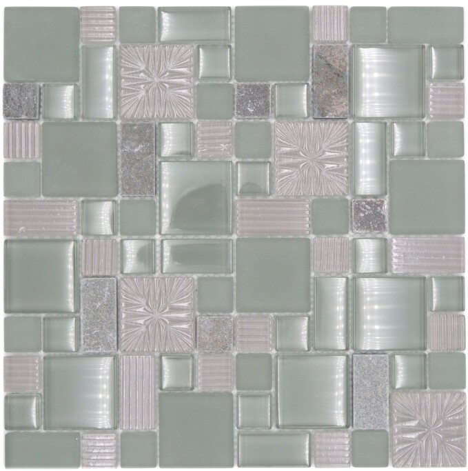 Mosaïque Grise En Pâte De Verre/pierre – Mosaik-Netzwerk – 300x300 Mm