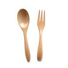 Wooden Flatware Set Fork and Spoon for Camping Travel Picnic Office or Home