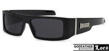 LOCS 9058 Black Sunglasses  Authentic Gangster Rectangular Men Maddogger Shades