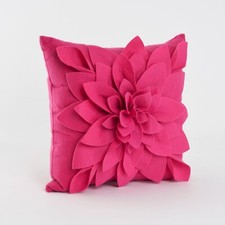 Fuchsia 3D Flower Petal Throw Pillow   17" x 17"