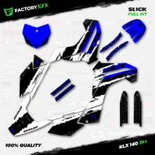 White & Blue Slick Racing Graphics Kit fits 19-24 Kawasaki KLX140 KLX 140 Decal